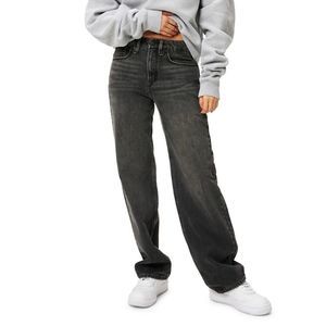 Women’s GOOD AMERICAN black hood 90’s high rise straight leg jeans